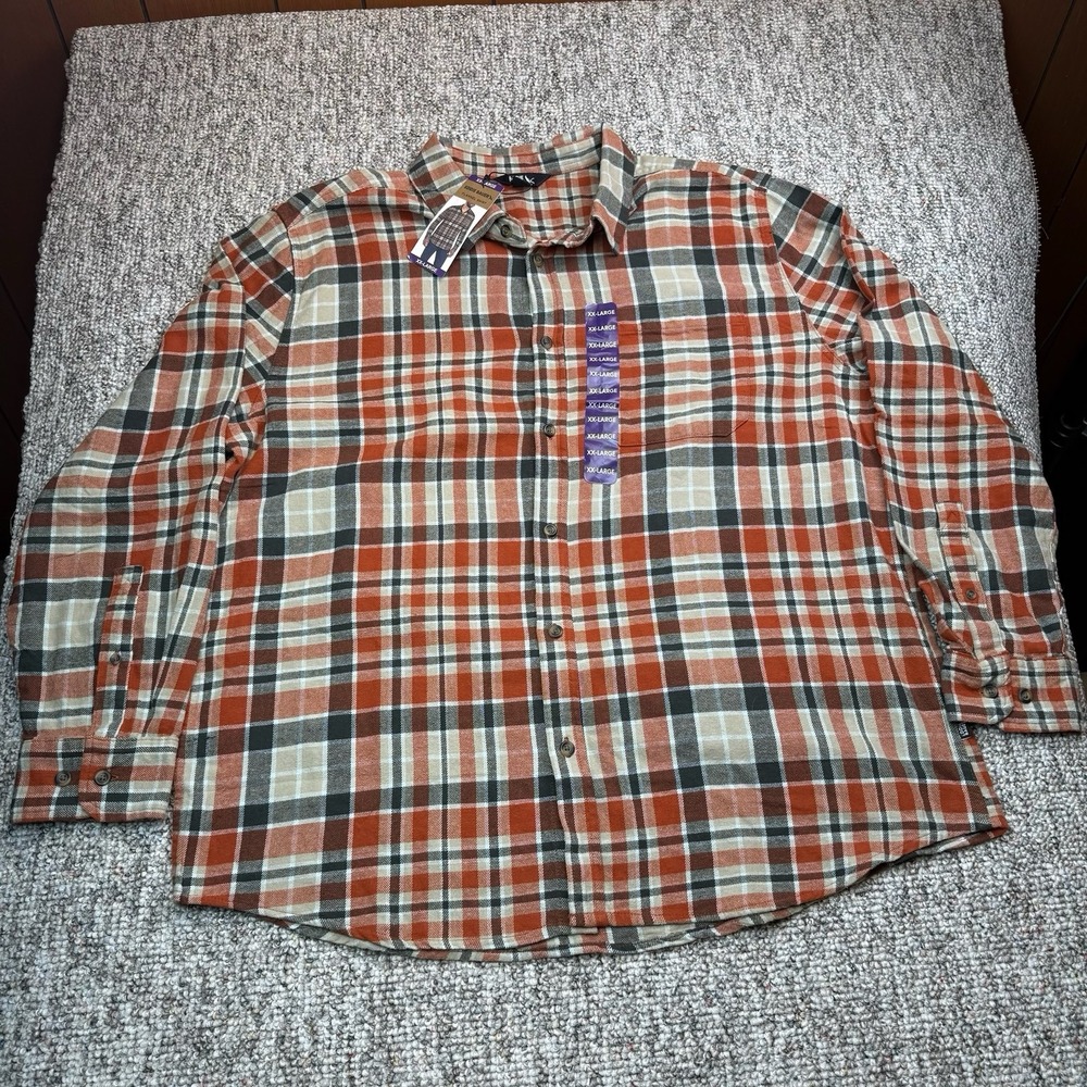 Eddie Bauer Shirt Mens XXL Flannel Clay Como Plaid Button Up Long Sleeve NWT